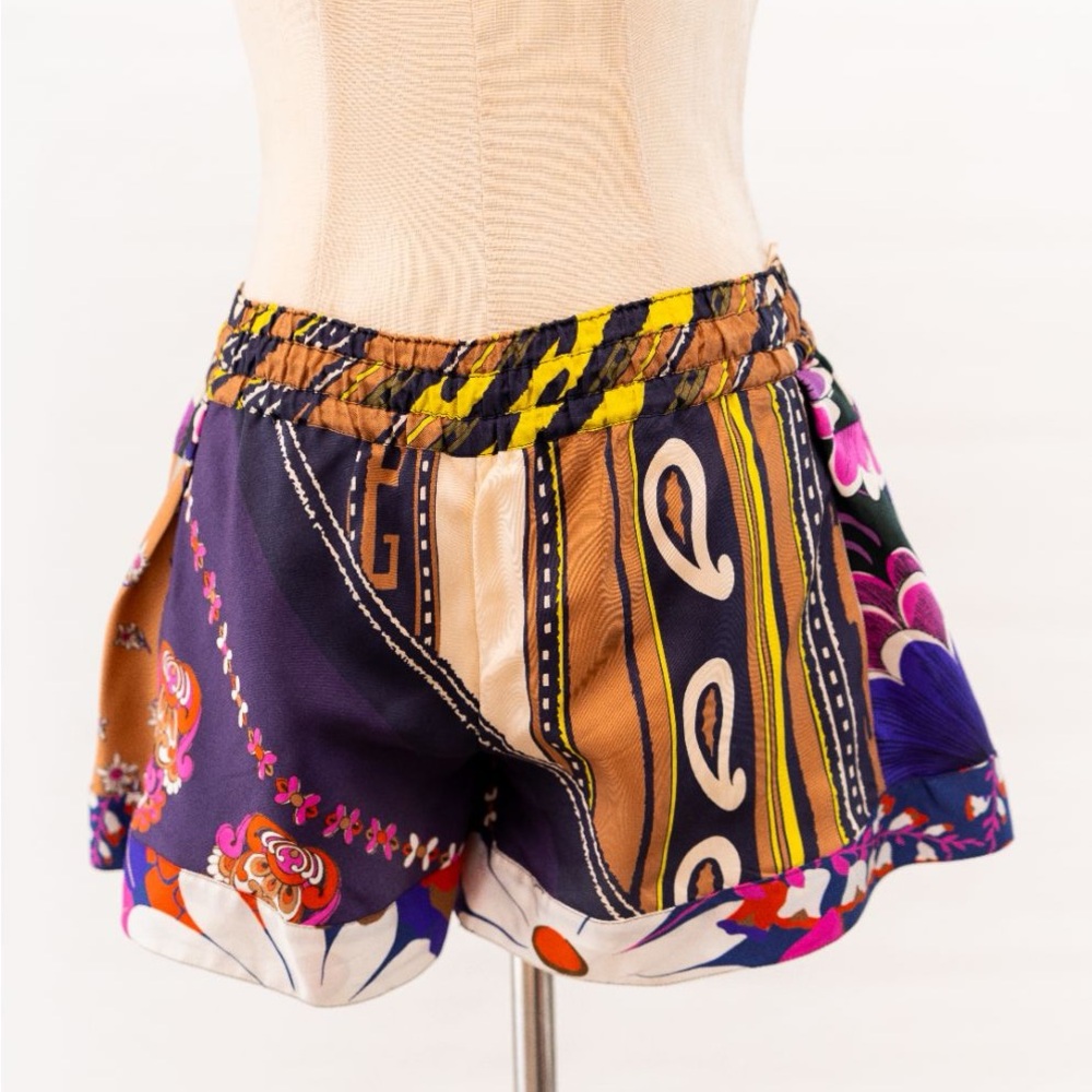 CHLOÉ MULTICOLORED PRINTED SILK SHORTS